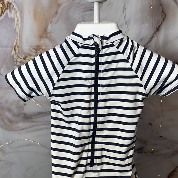 Bout'chou Baby Nautical Rash Guard Navy Blue Striped With Sailboat 3 month - Picture 3 of 5